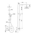 Arc Cool Touch Thermostatic Bar Shower Valve With Fixed Head & Riser Rail Kit Brushed Brass Dimensions