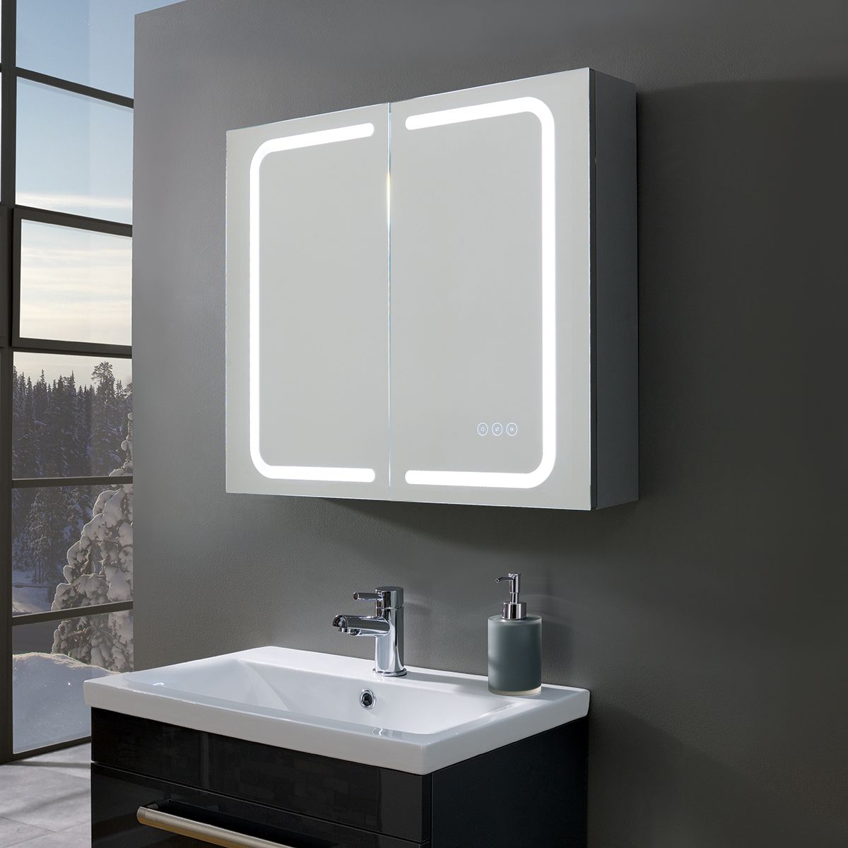 Glee Led Illuminated Mirror Cabinet Shaver Socket 700 X 600mm