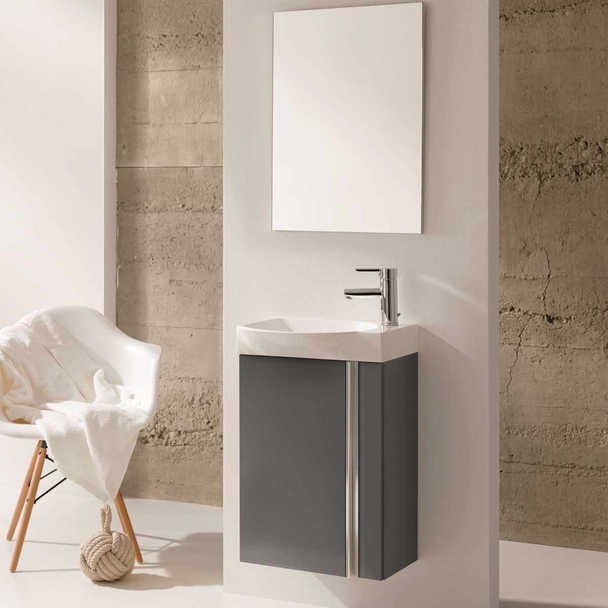 Royo Elegance Wall Hung Vanity Unit With Basin Mirror Anthracite