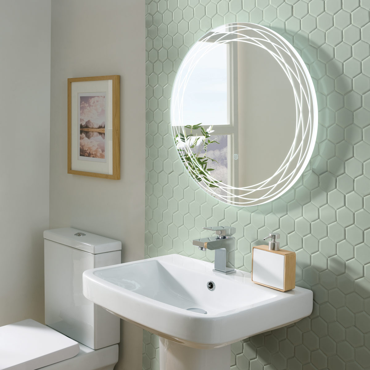 Round led deals bathroom mirror 600mm