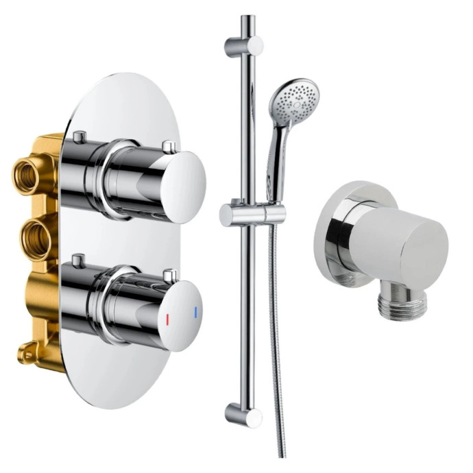 Globe Thermostatic Single Outlet Twin Concealed Shower System Chrome
